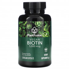 PlantFusion, Веганский биотин, 5000 мкг, 120 веганских капсул
