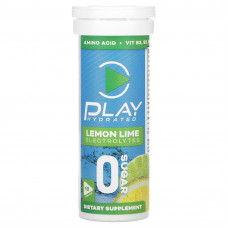 Play Hydrated, электролиты, лимон и лайм, 10 таблеток