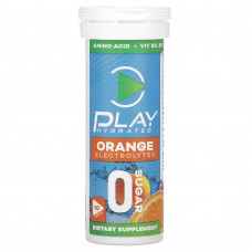 Play Hydrated, электролиты, апельсин, 10 таблеток