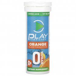 Play Hydrated, электролиты, апельсин, 10 таблеток