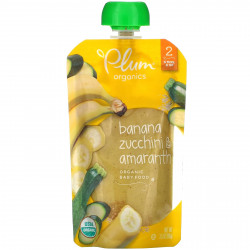 Plum Organics, органическое детское питание, этап 2, банан, цуккини и амарант, 99 г (3,5 унции)
