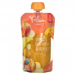 Plum Organics, Органическое детское питание, этап 2, персик, банан и абрикос, 4 унции (113 г)