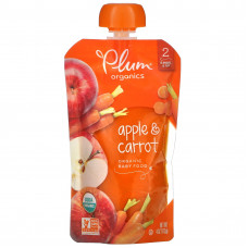 Plum Organics, Органическое детское питание, стадия 2, яблоко и морковь, 4 унции (113 г)