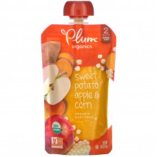 Plum Organics, органическое детское питание, этап 2, батат, яблоко и кукуруза, 113 г (4 унции)