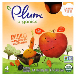 Plum Organics, Мэшапы из органического яблочного пюре с морковью и манго, 4 пакетика, 90 г (3,17 унции)