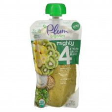 Plum Organics, Mighty 4, 4 Food Group Blend, смесь для малышей, банан, киви, шпинат, греческий йогурт, ячмень, 113 г (4 унции)