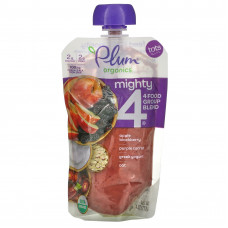 Plum Organics, Mighty 4,4 Food Group Blend, смесь для малышей, яблоко, ежевика, пурпурная морковь, греческий йогурт, овес, 113 г (4 унции)