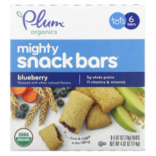Plum Organics, Mighty Snack Bars, для малышей, голубика, 6 батончиков по 19 г (0,67 унции) каждый