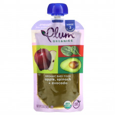 Plum Organics, Органическое детское питание, от 6 месяцев, яблоко, шпинат и авокадо, 99 г (3,5 унции)