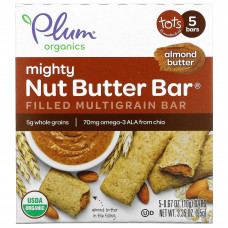 Plum Organics, Mighty Nut Butter Bar, для детей от 15 месяцев, миндальное масло, 5 батончиков, по 19 г (0,67 унции)