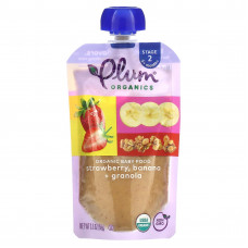 Plum Organics, Органическое детское питание, от 6 месяцев, клубника, банан и гранола, 99 г (3,5 унции)
