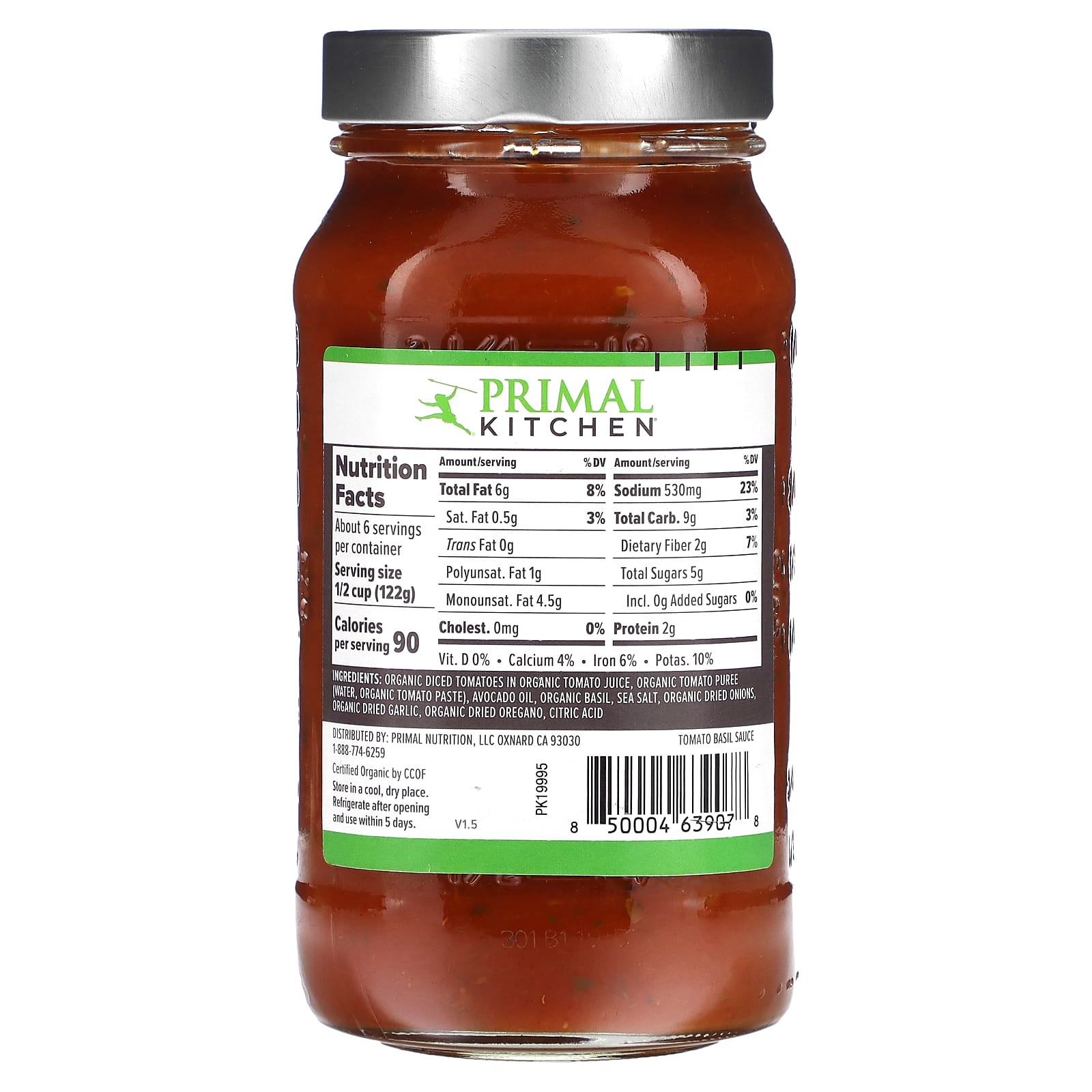 Primal Kitchen, Соус Маринара с томатами и базиликом, 680 г (24 унции)