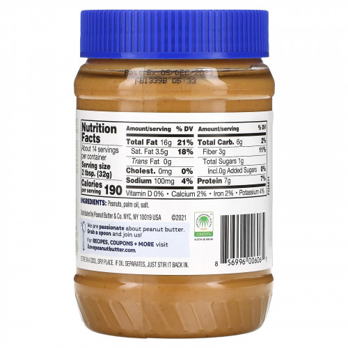 Peanut Butter & Co., Simply Smooth, арахисовая паста, без добавления сахара, 454 г (16 унций)