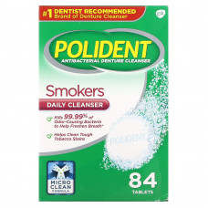 Polident, Антибактериальное средство для очищения зубных протезов, ежедневное очищающее средство для курильщиков, 84 таблетки