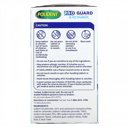 Polident, Pro Guard & Retainer, ежедневное очищающее средство с антибактериальными свойствами, 40 таблеток
