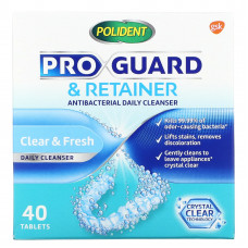Polident, Pro Guard & Retainer, ежедневное очищающее средство с антибактериальными свойствами, 40 таблеток