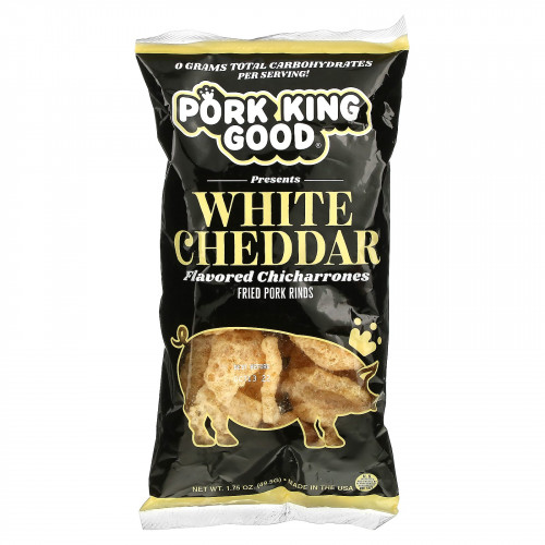 Pork King Good, Ароматизированный Chicharrones, белый чеддер, 49,5 г (1,75 унции)