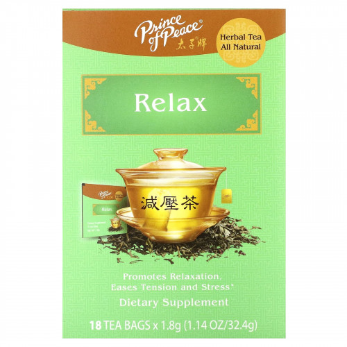 Prince of Peace, Herbal Tea, Relax, 18 чайных пакетиков, 32,4 г (1,14 унции)