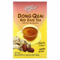 Prince of Peace, Растворимый напиток, чай с красным фиником Dong Quai, без кофеина, 10 пакетиков, 180 г (6,3 унции)