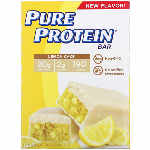 Pure Protein, Батончик с лимонным кексом, 6 шт., 50 г (1,76 унции) каждый (Товар снят с продажи) 