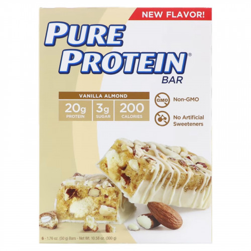 Pure Protein, Ванильный и миндальный батончики, 6 батончиков, 50 г (1,76 унции) (Товар снят с продажи) 