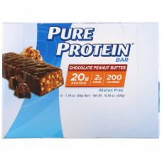 Pure Protein, шоколадный батончик с арахисовым маслом, 6 батончиков, весом 50 г (1,76 унции) каждый (Товар снят с продажи) 