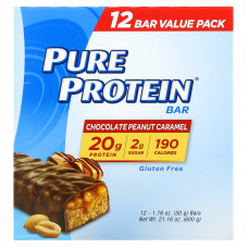 Pure Protein, протеиновый батончик, шоколад с арахисом и карамелью, 12 батончиков по 50 г (1,76 унции) (Товар снят с продажи) 