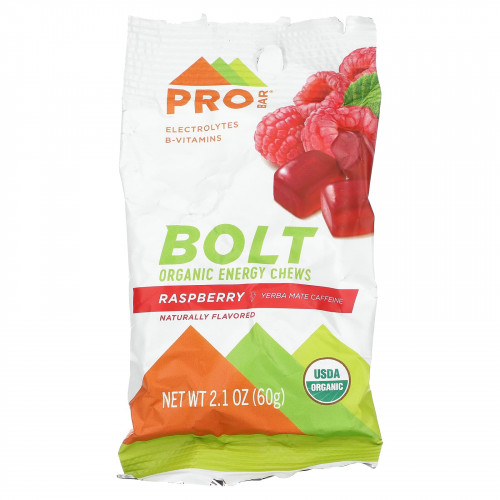 ProBar, Holt, органические жевательные таблетки для повышения уровня энергии, со вкусом малины, 12 пакетиков по 60 г (2,1 унции)