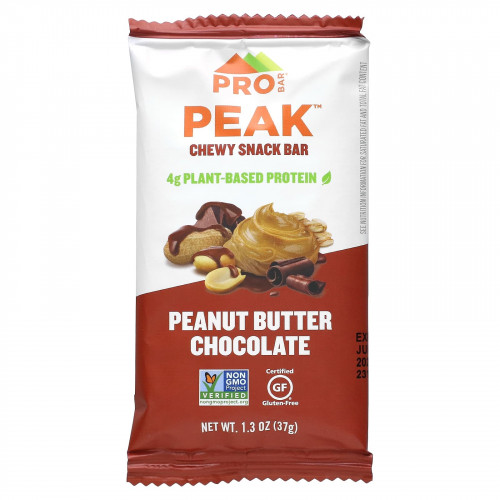 ProBar, Peak, жевательные батончики-снеки, арахисовая паста и шоколад, 12 батончиков по 37 г