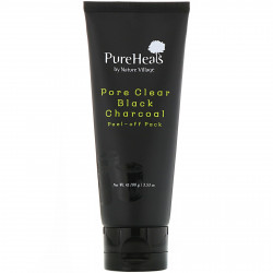 PureHeals, Pore Clear Black Charcoal, отшелушивающая маска для лица, 100 г (3,53 унции)