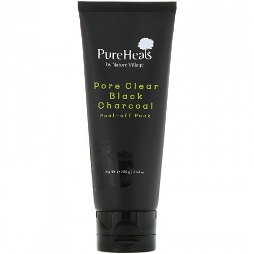 PureHeals, Pore Clear Black Charcoal, отшелушивающая маска для лица, 100 г (3,53 унции)