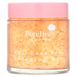 PureHeals, Ночная маска с настоящими лепестками розы, 100 г (3,53 унции)