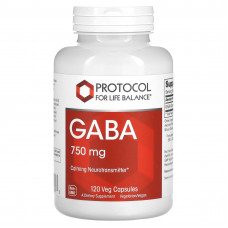 Protocol for Life Balance, ГАМК, 750 мг, 120 растительных капсул