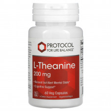 Protocol for Life Balance, L-теанин, 200 мг, 60 растительных капсул
