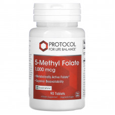 Protocol for Life Balance, 5-метилфолат, 1000 мкг, 90 таблеток