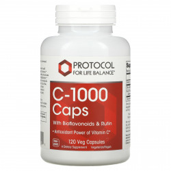 Protocol for Life Balance, C-1000 в капсулах с биофлавоноидами и рутином, 120 растительных капсул