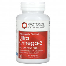 Protocol for Life Balance, Ultra Omega-3, 500 ЭПК / 250 ДГК, 90 мягких таблеток