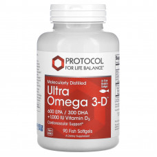Protocol for Life Balance, Ultra Omega 3-D, 90 рыбных капсул