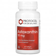 Protocol for Life Balance, Астаксантин, 10 мг, 60 мягких таблеток
