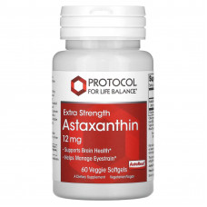 Protocol for Life Balance, Астаксантин, с повышенной силой действия, 12 мг, 60 растительных капсул
