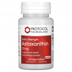 Protocol for Life Balance, Астаксантин, с повышенной силой действия, 12 мг, 60 растительных капсул