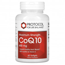 Protocol for Life Balance, коэнзим Q10, максимальный эффект, 600 мг, 60 мягких таблеток