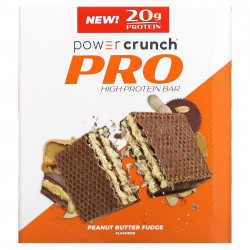 BNRG, Power Crunch Protein Energy Bar, PRO, помадка с арахисовым маслом, 12 батончиков по 2 унции (58 г) каждый