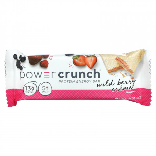 BNRG, Power Crunch, протеиновый энергетический батончик, крем с лесными ягодами, 12 батончиков, 40 г (1,4 унции) каждый