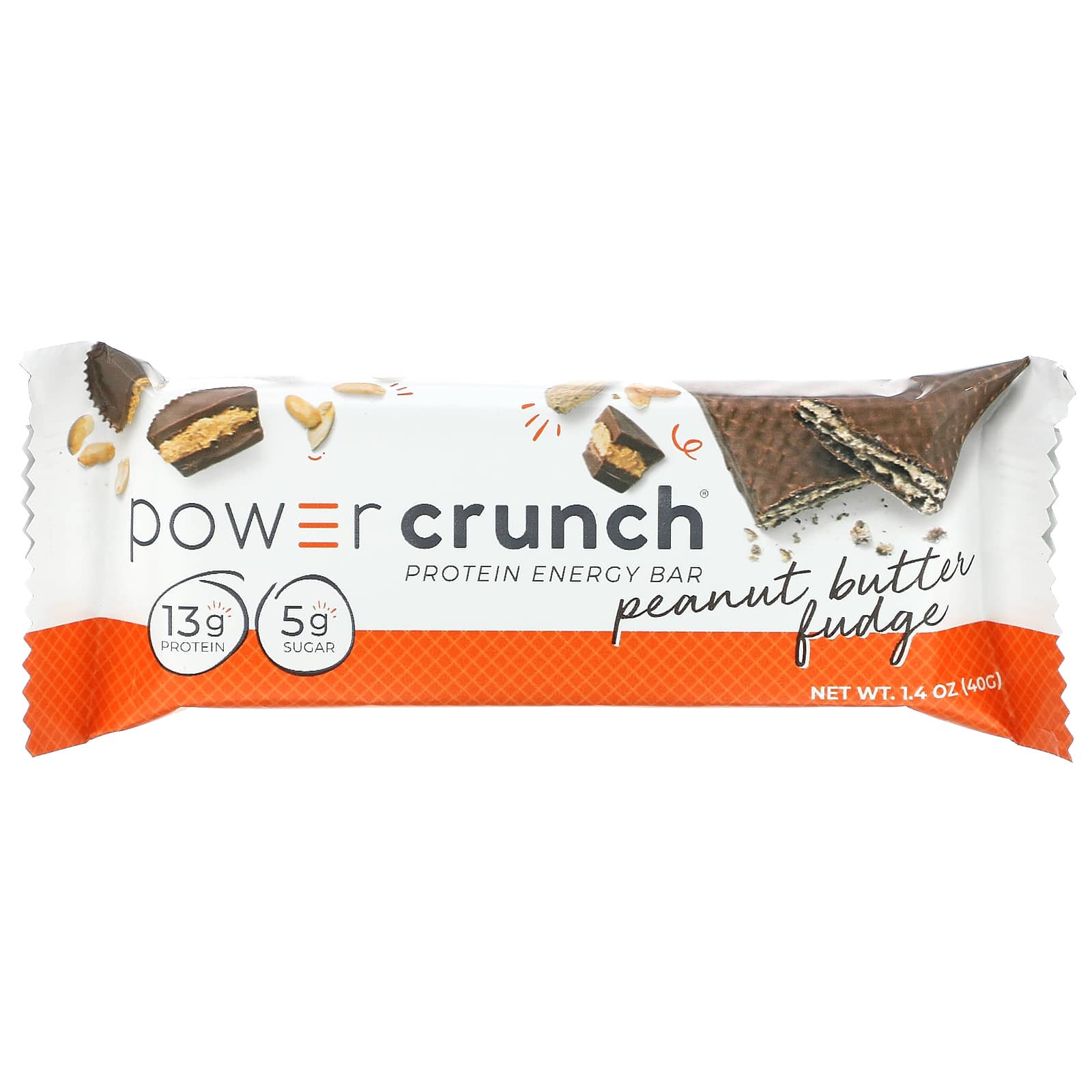 BNRG, Power Crunch, протеиновый энергетический батончик со вкусом арахисового масла и ирисок, 12 шт. по 40 г