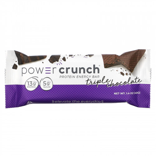 BNRG, Протеиновый энергетический батончик Power Crunch, оригинальная рецептура, тройной шоколад, 12 батончиков, 40 г (1,4 унции) каждый