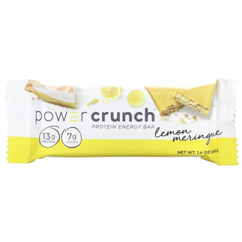 BNRG, Power Crunch, протеиновый энергетический батончик, лимонная меренга, 12 батончиков, 40 г (1,4 унции) каждый