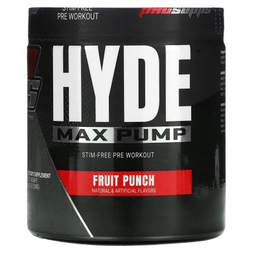 ProSupps, Hyde Max Pump, предтренировочный комплекс без стимуляторов, фруктовый пунш, 280 г (9,87 унции)