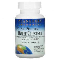Planetary Herbals, конский каштан полного спектра, 300 мг, 120 таблеток