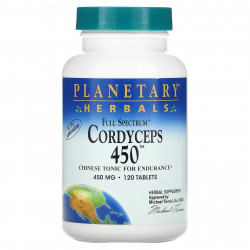 Planetary Herbals, Кордицепс 450, полный спектр, 450 мг, 120 таблеток